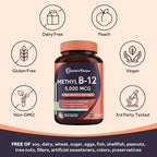 Doctor's Recipes Vitamin B12 Sublingual, Methylcobalamin 5000 mcg 120 Fast Dissolve Tablets, Natural Peach Flavor, Vegan Methyl, Energy Metabolism & Nervous System