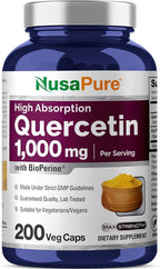 NusaPure Quercetin - Suitable for Vegetarian/Vegan, Non - GMO - 1000 mg - 200 Capsules