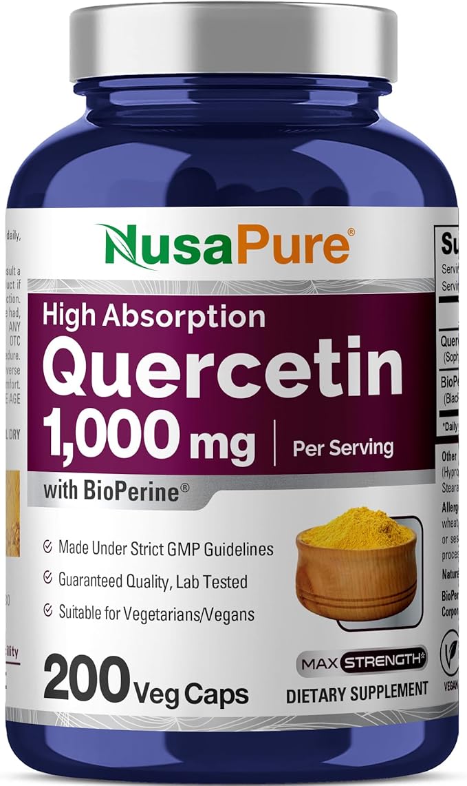 NusaPure Quercetin - Suitable for Vegetarian/Vegan, Non - GMO - 1000 mg - 200 Capsules