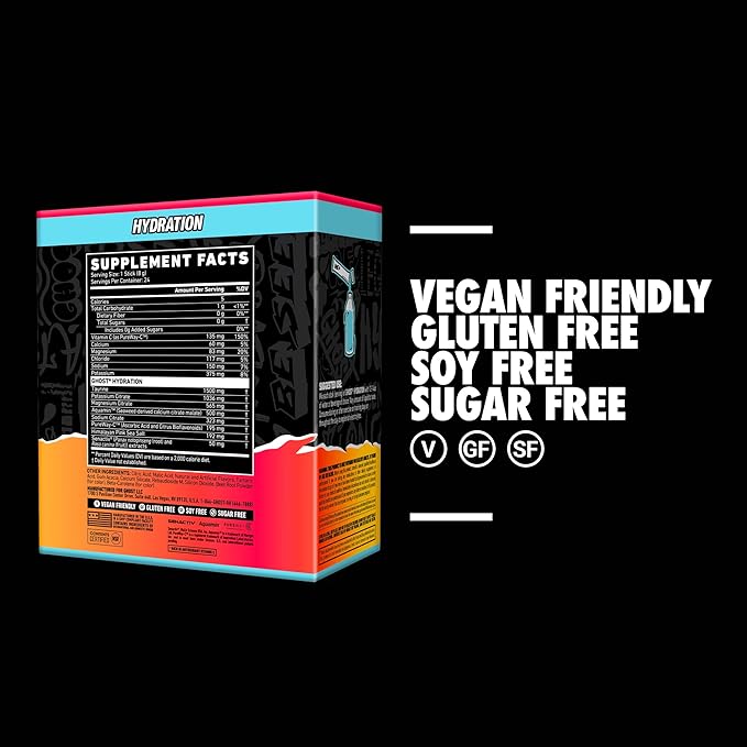 GHOST Hydration Sticks, Electrolyte Powder Packets, Strawbango - 24 Sugar Free Instant Electrolyte Drink Mix - Caffeine-Free Daily Hydration & Immune Support with Clean Formula