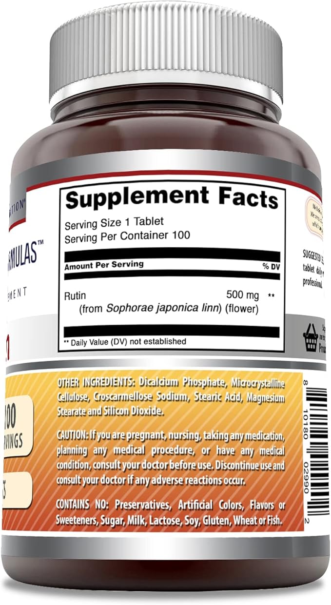 Amazing Formulas Rutin 500 Mg | Tablets Supplement | Non-GMO | Gluten-Free | Made in USA (1 Pack | 100 Count)