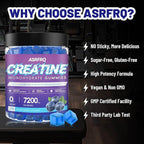Creatine Monohydrate Gummies for Men & Women – 7200mg High Potency Strength, Muscle Growth & Energy Support Chews – Vegan, Sugar-Free, Non-GMO Workout Supplement for Gym Performance, Recovery