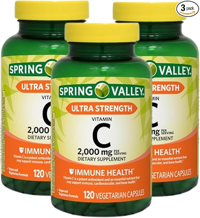 Ultra Strength Vitamin C 2000mg, 120 Capsules - Dietary Supplement (Pack of 3)