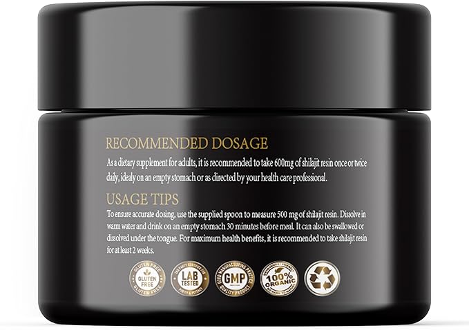 Shilajit Himalayan Resin - Gold Grade 100% Pure Shilajit with Fulvic Acid & 85+ Trace Minerals Complex for Energy & Immune Support - 50g