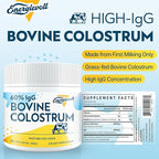 Bovine Colostrum Supplement Powder - 60% IgG 3000 mg for Gut, Hair Growth, Beauty, and Immune, Easy to Mix, Unflavored (50 Servings)