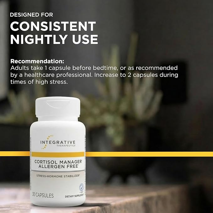 Integrative Therapeutics Cortisol Manager Allergen Free - Adrenal Health Support Supplement for Healthy Stress Response* - Vegan, Non-Dairy & Gluten-Free - 30 Capsules (15 Servings)