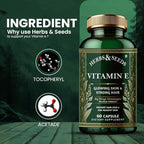 Divya Himalayan Herbs & Seeds 100% Natural Vitamin E Supplement Capsules 600mg (D-Alpha-Tocopherol) Supplement Promotes Skin Health & Nails Health for Women Men Girls - 60 Capsules