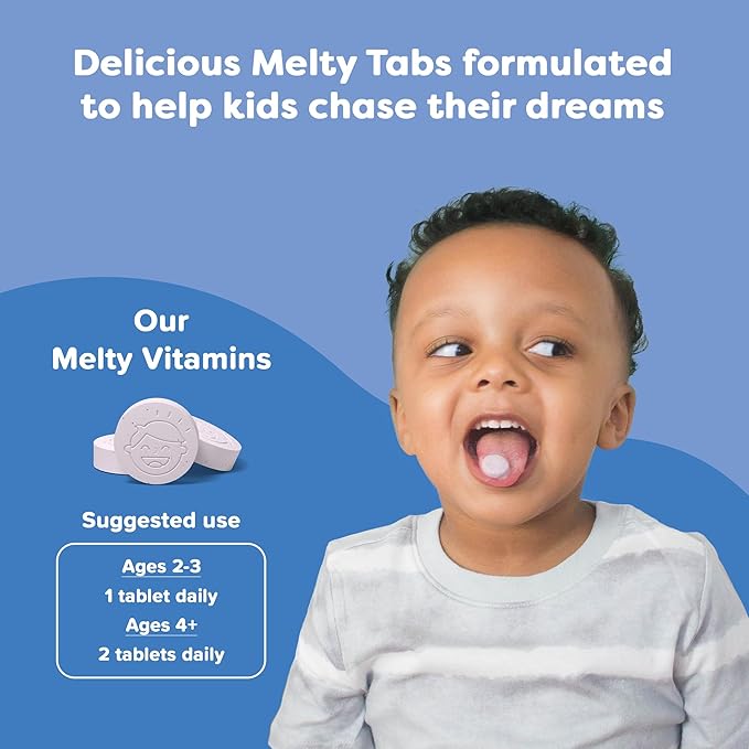 Renzo's Hercules Healthy Growth Calcium Supplement with Vitamin D3, K2 & Aquamin - Vitamins for Kids Height, Ages 2+, Dissolvable, 60 Grape-Flavored Melty Tabs