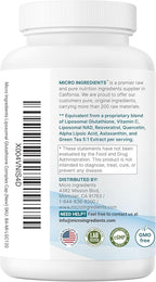 Micro Ingredients Liposomal Reduced Glutathione Complex 3,000mg - 8‑in‑1 Advanced Glutathione Supplement with NAD, Resveratrol, Quercetin, Alpha Lipoic Acid & Vitamin C - 120 Vegetarian Caps