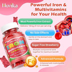 2 Pack Iron Supplement Gummies for Kids with Multivitamin, Calcium, Zinc, Folate - Kids Iron Gummies Support Immune, Blood Builder, Iron Deficiency, Anemia & Energy - Vegan, Strawberry