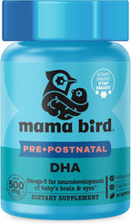 Best Nest Wellness Mama Bird - Pre+Postnatal DHA (30 Servings) Omega 3 Fish Oil 500mg DHA - Lemon-Infused Softgels - Mom & Baby Brain Health - Post+Prenatal Vitamins for Women - Gluten Free, Non GMO