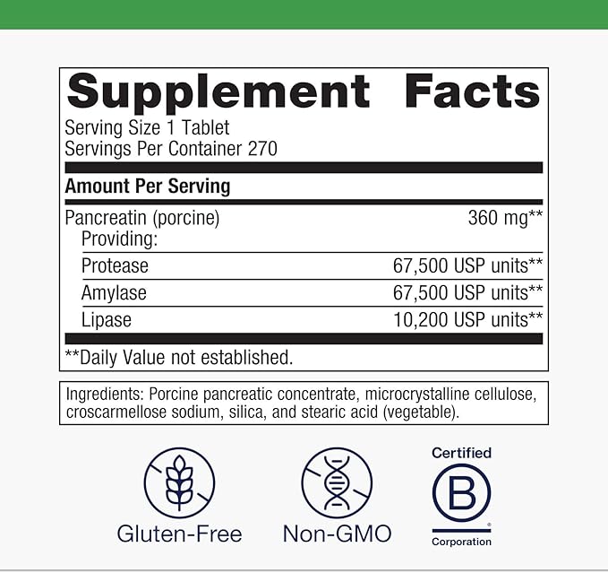 Metagenics SpectraZyme Pancreatic Enzymes - Digestive Enzyme Complex for Protein, Fat & Carb Breakdown - Supports Digestion, Gas Relief & Gut Health* - Non-GMO, Gluten-Free - 270 Tablets