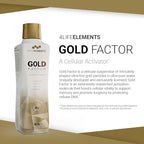 4LifeElements - Gold Factor Cellular Activator with Ultra-Fine Gold Particles for Vitality, DNA & Telomere Support, Brain Clarity - 32 oz