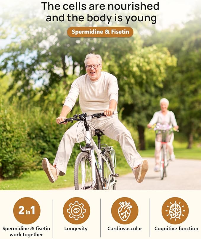 Probiotics & Spermidine Supplement - 100B CFU, 27 Strains, 20mg Spermidine, 300mg Fisetin for Gut Health, Cell Renewal & Longevity