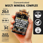 Maju Superfoods 18-in-1 Sea Moss, Black Seed, Shilajit, Sea Salt + D3 & K2, Concentrated Extracts, Trace Multi Mineral Capsules, for Men & Women Mineral Electrolytes Supplements