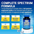 Vitalibre 10 in 1 Magnesium Complex, 420mg Elemental Magnesium | Ultra Strength, Max Absorption | Chelated Magnesium Supplement for Nerves, Bone & Heart Health | Non-GMO, 90 Vegan Capsules