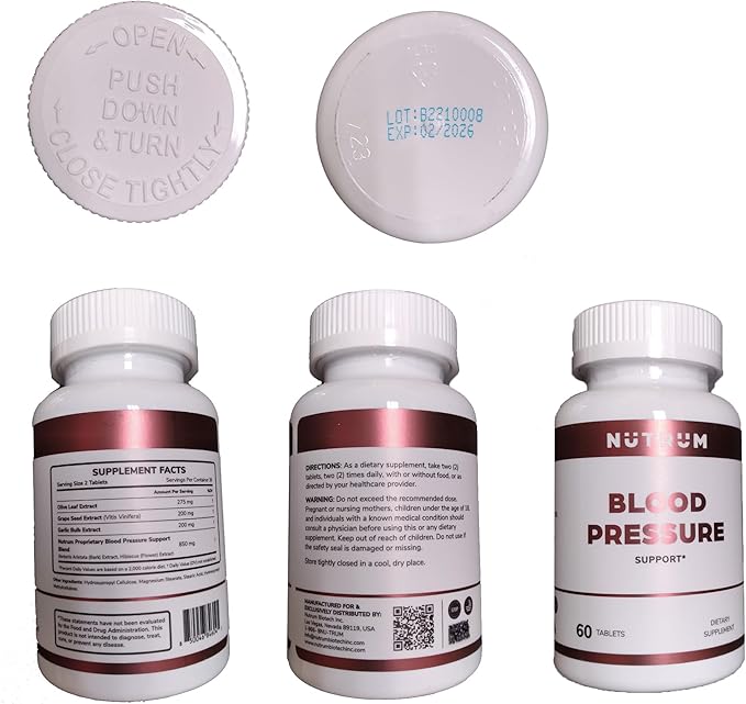 Blood Pressure Support – Premium Heart & Circulation Formula - Third Party Tested, Non-GMO, Made in USA