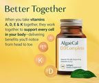 ALGAECAL 4-in-1 Vitamin D3 K2 Complete - ADK Vitamin Supplement, Enhanced Immune Support & Bone Health with D3 K2, A, & E - Whole Body Wellness & Bone Strength, 60 Easy-Swallow Softgels, Made in USA