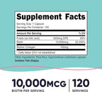 Nutricost Biotin for Women 10,000mcg 120 Capsules - with Folate & Collagen, Gluten Free & Non-GMO
