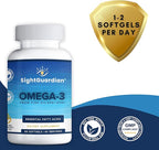Sight Guardian Omega-3 with EPA, DHA, 100mg Fish Oil per Serving, Dietary Vitamin Supplement to Support Cardiovascular, Daily Health, Heart, Skin, Joints, and Brain