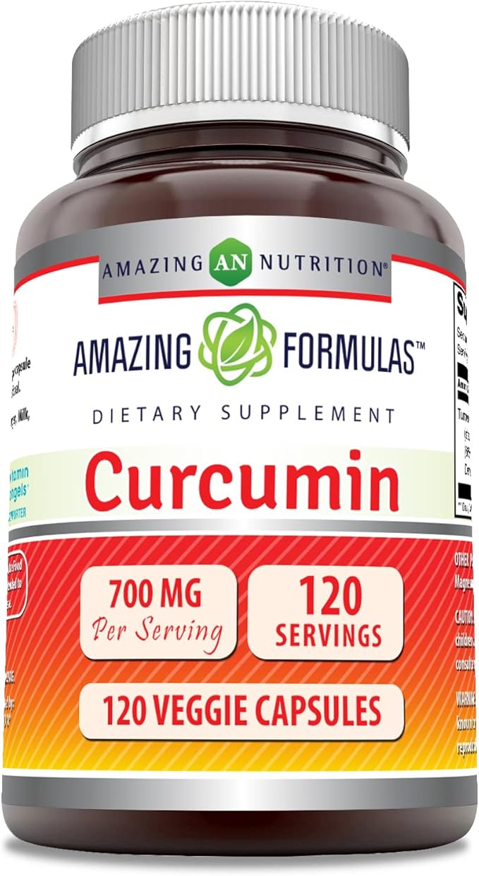 Amazing Formulas Curcumin | 700 Mg | 120 Veggie Capsules | 95% Curcuminoids | Turmeric Root Extract Supplement | Non-GMO | Gluten Free | Made in USA
