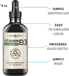 Liquid Vitamin B3 (as Niacinamide) Supplement - Non Flush Form of Niacin - Fast Absorption -Convenient Niacin Drops for Women and Men - 4 oz (120ml )