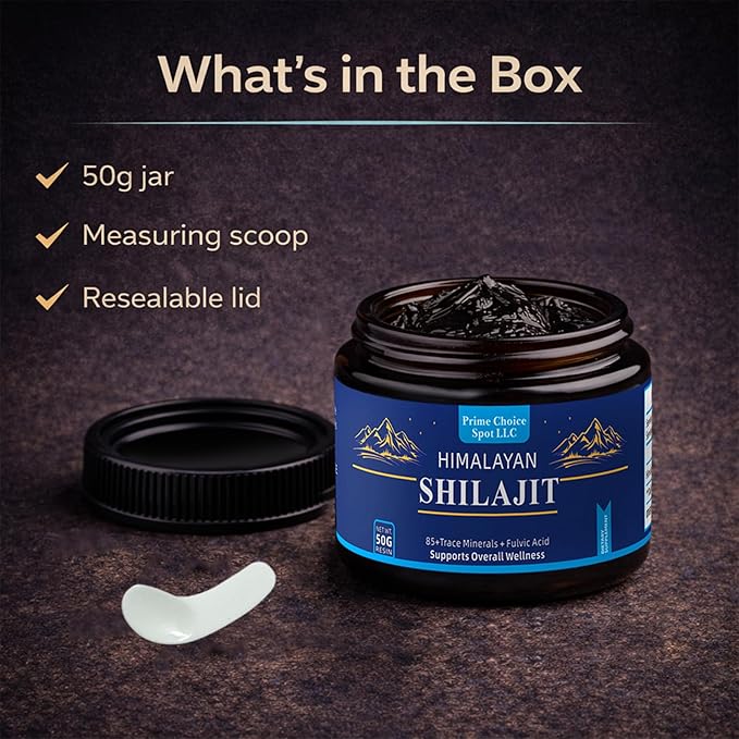 Himalayan Shilajit Resin 50g | Pure Gold Grade Mumiyo from Gilgit-Baltistan | Raw Mineral Pitch with Fulvic & Humic Acid | 85+ Trace Minerals
