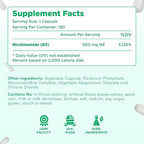 Vitamin B3 Nicotinamide 500mg - High Absorption Form of Vitamin B3 Niacin Flush Free for Hear Skin Brain and Energy Support - NAD Precursor - Made in a cGMP American Facility (180 Servings)