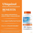 Doctor's Best Kaneka Ubiquinol 200 mg Supplement for Men & Women - Reduced Form CoQ10, Coenzyme Q10 200mg for Antioxidants & Heart Health Support, Non GMO, Gluten Free, Soy Free - 120 Softgels