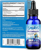 Smurfs Liquid Melatonin Drops for Kids | 1mg Melatonin Liquid for Kids with Calming Sleep Blend | Vegan Non-GMO & No Artificial Flavors or Colors | No Added Sugar | Berry Flavor | 60 Servings