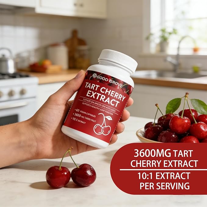 Good Grove Tart Cherry Extract Capsules, Good Grove Tart Cherry Extract, Tart Cherry Capsules 3600 mg Strength, 10:1 Extract, 60 Count