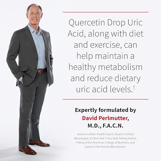 Garden of Life Dr. Formulated Quercetin Drop Uric Acid Support with Tart Cherry Extract, Vitamin C & Luteolin – Probiotic, Gluten-Free, Non-GMO, Vegan, 60 Tablets
