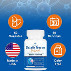 Sciatic Nerve Support Supplement, Advanced Sciatic Nerve Support Formula with Pea, Alpha Lipoic Acid, Benfotiamine, 60 Capsules