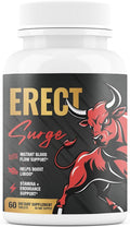 Erect SURGE™ - Fast Acting Male Blood Flow Pills for Performance, lntimacy, Hardness | Helps Boost Desire, Stamina & Size | 20 Ingredients for Men to Restore Confidence | 3rd Party Tested - 60 Tablets