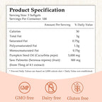 Pumpkin Seed Oil Capsules, 2 in 1 Pumpkin Seed Oil with Saw Palmetto for Hair Growth, 3000mg Per Serving, Cold Pressed, Supports Hair Heart Skin Supplement, Non-GMO, Gluten Free, 300 Softgels