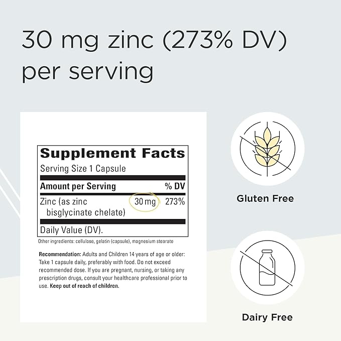 Integrative Therapeutics Zinc Chelate - Antioxidant Support & Healthy Immune Function* - Mineral Supplement for Men & Women - Dairy-Free & Gluten-Free - 100 Capsules (100 Servings)