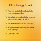 Natrol Ultra Energy 4-in-1 Blend 1000mcg B12, Vitamin B Complex, Vitamin D, CoQ10 Gummies 60 Ct, Vegetarian, Caffeine Free, Supports Cellular Energy Production
