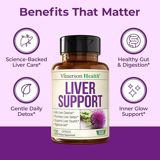 Vimerson Health Liver Cleanse Detox & Repair - Milk Thistle Supplement with Dandelion Root, Artichoke & Zinc for Liver Support, Healthy Digestion, Energy with Milk Thistle Extract, 120 Capsules