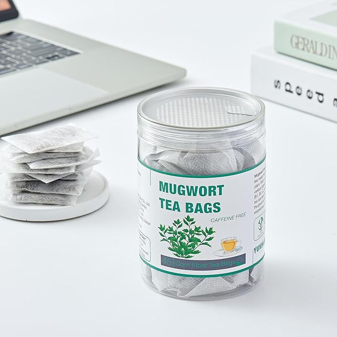 50 Mugwort Tea Bags | Natural Dried Chinese Mugwort Herb Tea | Artemisia Wormwood Tea | Caffeine Free, Help Sleep, Lucid Dreaming, Relax, Digestion