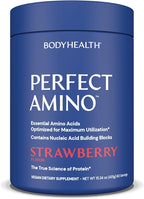 BodyHealth PerfectAmino Powder - BCAA and EAA Powder for Pre and Post Workout - Amino Acid Energy Drink for Men and Women to Support Lean Muscle and Recovery - Strawberry - 120 Servings