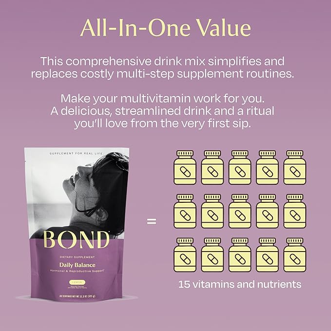 BOND Prenatal Vitamin Drink Mix for Women with Iron, Supports Hormone Balance, Folate & B12 for Energy & Calm Mood, Plant-Based Omega-3 for Cognitive Support, Magnesium, D3, B6, NAC, 20 Travel Packs