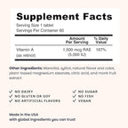 EZ Melts Vitamin A - Skin, Eye & Bone Health Supplement - Supports Healthy Nervous System - No Artificial Flavors - Non-GMO & Vegan - Strawberry Blast - 60 Dissolvable Tablets (60 Servings)