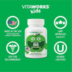 Kids Vitamin B6 Chewable Tablets - 20mg - Great Tasting Green Apple Flavor - Vegan, Non-GMO, Gluten Free, Kosher Vit B6 (Pyridoxine) - Supports Energy & Brain Function - 120 Chewable Tablets