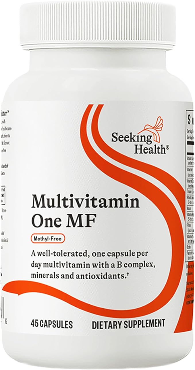 Seeking Health Multivitamin One MF - MTHFR Support Supplement with Calcium Folinate & Vitamin B12 - Easy-to-Digest - Methyl-Free Vegetarian Capsule - 45 Veggie Capsules
