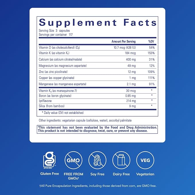 Pure Encapsulations +Cal+ with Ipriflavon | Mineral, Vitamin, and Herbal Supplement to Promote Skeletal Strength | 351 Capsules