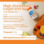 Doctor's Best High Absorption CoQ10 200mg with BioPerine Supplement - Coenzyme Q10 Caps for Heart Health & Antioxidant Support, CoQ10 200 mg for Women & Men, Non GMO - 60 Veg Capsules