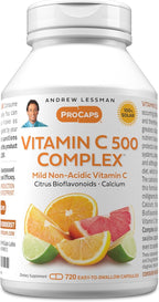 ANDREW LESSMAN Vitamin C 500 Complex 720 Capsules - Non-Acidic Vitamin C Plus Citrus Bioflavonoids for Immune System and Anti-Oxidant Support, No Stomach Upset, Small Easy to Swallow Capsules