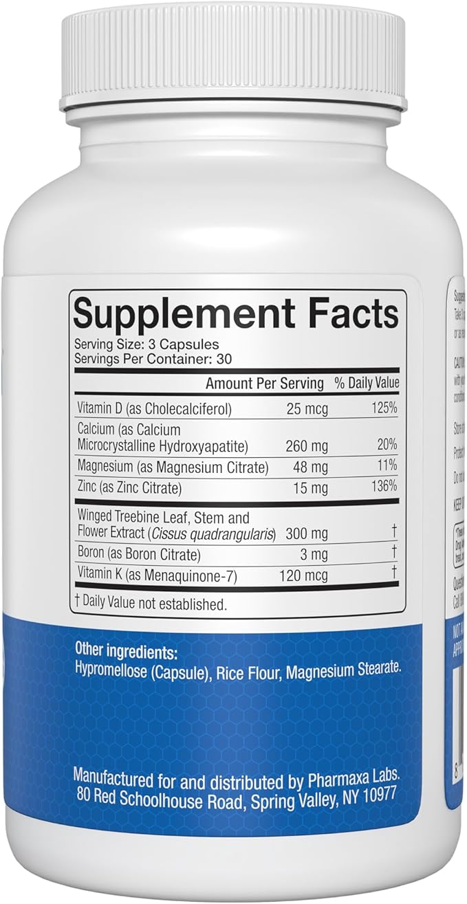 Advanced Bone Support Formula – Calcium, Magnesium, Vitamin D3 & K2 – Bone Density & Strength Supplement for Women & Men – Joint, Menopause & Osteoporosis – 90 Capsules (Pack of 3)