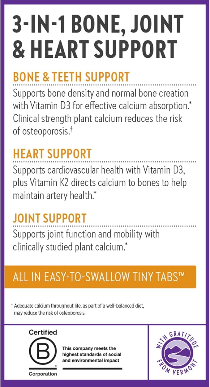 New Chapter Calcium Supplement - Bone Strength Tiny Tabs Plant-Based USDA Organic Calcium with Magnesium, Vitamin D3+K2, for Bone Health & Joint Mobility, Heart Support, 905 mg dose - 240 Tiny Tabs