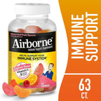 Airborne 750mg Vitamin C Immune Support Supplement Gummies for Adults, Assorted Fruit Flavor, Gluten Free Crafted Blend with Powerful Antioxidants Vitamins A C & E, 63 Gummies (3 Pack)